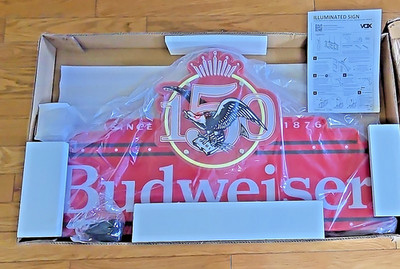 NEW Budweiser 150th Anniversary Iconic LED Wall Sign 3FT Beer Bar Decor  