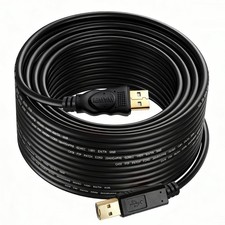 USB Cable 25 ft Gold-Plated USB 2.0 Cable - A-Male to B-Male - Printer/Scanne...