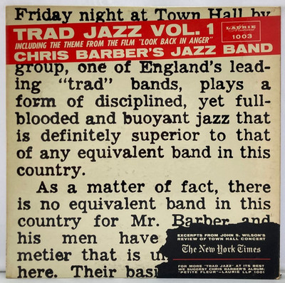LP - Chris Barber's Jazz Band - Trad Jazz Vol. 1 - Laurie LLP 1003 Vinyl