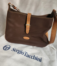 Sergio Tacchini borsa da donna marrone in tessuto e pelle. Ottime condizioni