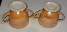 Vintage 2 zestawy Fire King Cream & Sugar Brzoskwinia Luster Laural Leaf