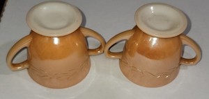 Vintage 2 Sets Of Fire King Cream & Sugar  Peach Luster Laural Leaf