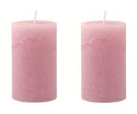 DäNische Stumpenkerzen Rosa Rustic DurchgefäRbt Kerzen Rustik Deko 2 St. 10X6 Cm