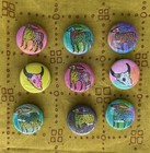Lot Of 9 🦌 Handmade 1 Inch Deer Pin Buttons Stamped Ink Antelope Pinbacks — photo 1