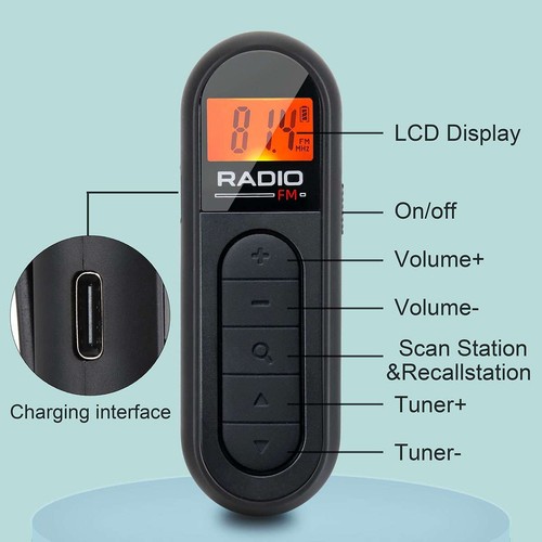 Mini Portable Pocket Digital LCD FM Radio Stereo USB Rechargeable w/Earphones - Picture 7 of 14