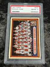 1957 TOPPS #322 Cincinnati Reds Redlegs Team Card PSA 8 @TC01