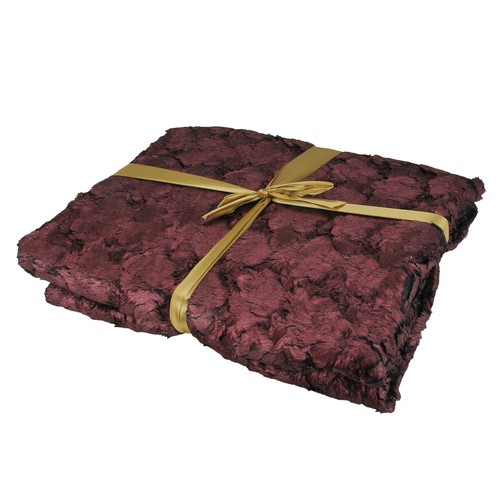 Northlight Burgundy Plush and Velvety Faux Fur Throw Blanket 60" x 50" - Picture 2 of 2
