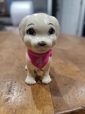 Vintage Barbie Doll Pet Dog w/ Pink Bandana Mini Figure Cream Collectible Animal