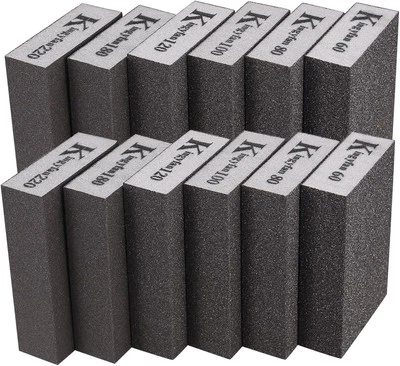 AOYFUWELL 12 Pcs Sanding Blocks, Sanding Sponges Blocks Pads, Wet Dry Sanding Blocks for -