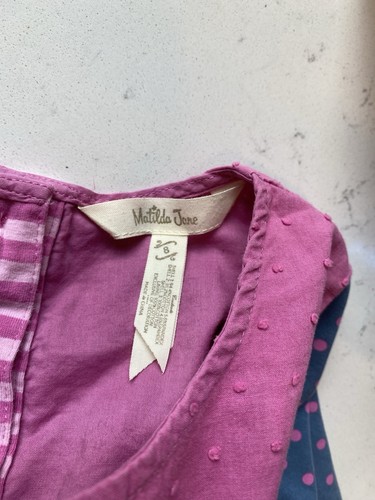 Matilda Jane Girls Sz 8 Top Tunic Swiss Dot Pink Long Sleeve Blue - Picture 10 of 10