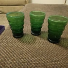 VTG Anchor Hocking Forest Green "Whirly Twirly" Glass Tumblers Set Of 3 ~3.5"T