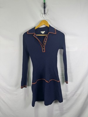 Shoshanna Blue Viola Knit Dress Size S with Hole