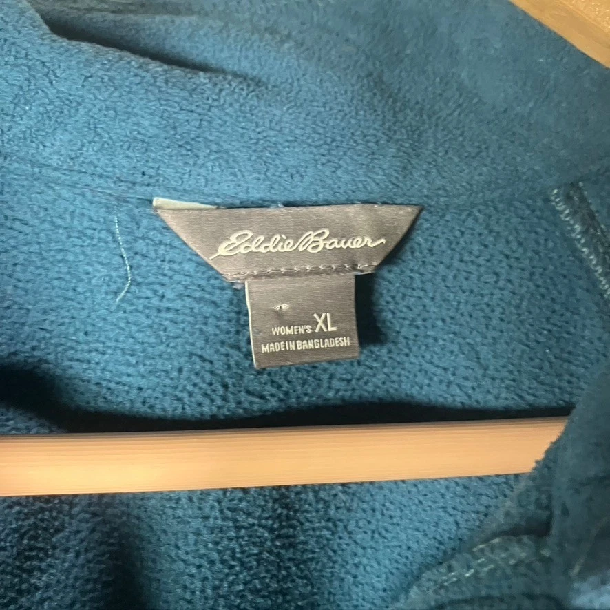 Pullover para mujer Eddie Bauer XL polar con cremallera azul estampado Foto 2 de 4