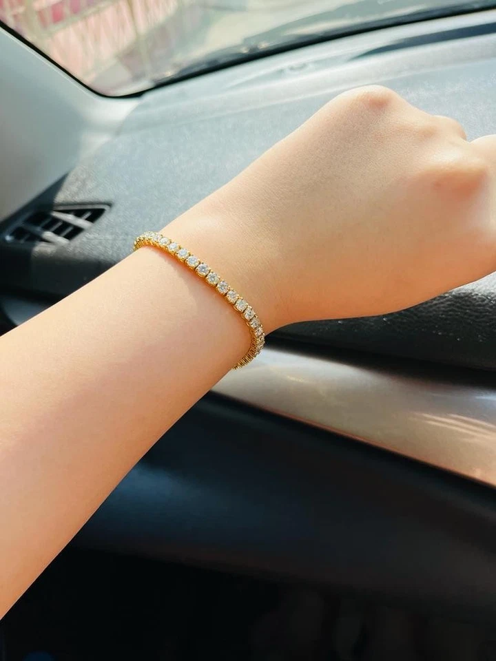 5.00 Ct Round Cut Natural Diamond Tennis Link Bracelet 14K Solid Yellow Gold 7.5 - Image 3 of 4