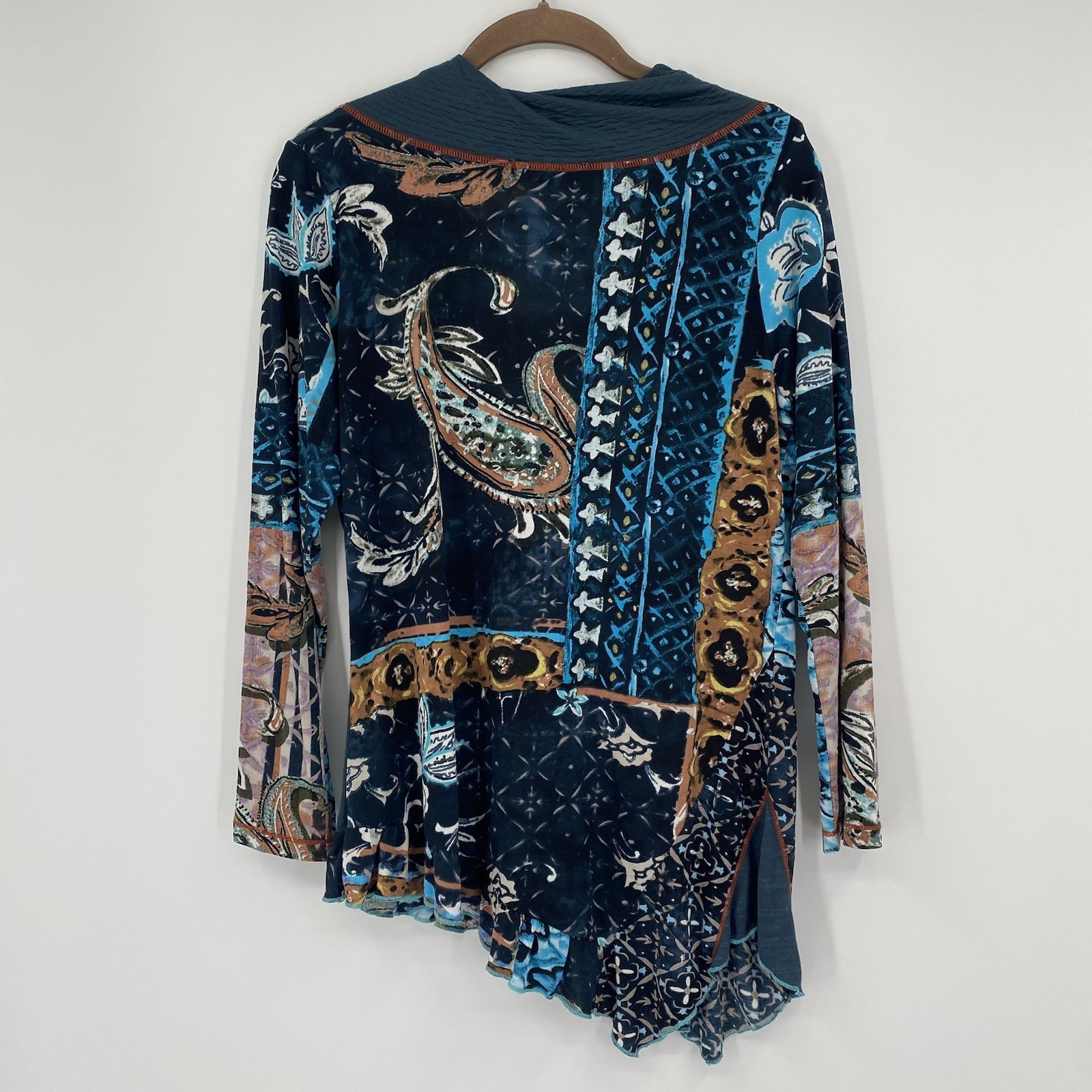 Orientique Naturally Small Patchwork Top Long Sle… - image 12