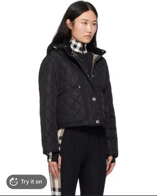 Burberry Women s Black Quilted Jacket Plaid Lined Button Front US 2 UK 4  / Sml