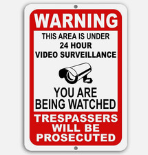 Warning This Property Under 24 Hour Video Surveillance Sign security cctv Metal