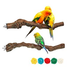 2 Packs Parrot Perch Stand,Natural Grapevine Wood Perch Parrots Cage Perch To...