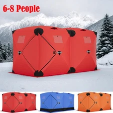 6-8 Person Pop Up Ice Fishing Tent Insulated Shelter Portable Ice Fishing Tent