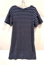 Vineyard Vines T Shirt Dress Size S Navy Gray Striped Flutter Sleeve Slit Sides