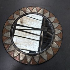 Specchio da parete vintage marocchino da appendere rame argento metallo tondo 13"