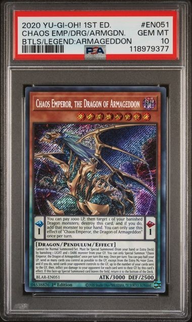 Chaos Emperor, The Dragon Of Armageddon *PSA 10* Secret Rare *BLAR-EN051