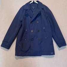 Lands’ End Men’s Squall Coat Jacket Navy Blue Medium Tall M/T Fleece Lined W