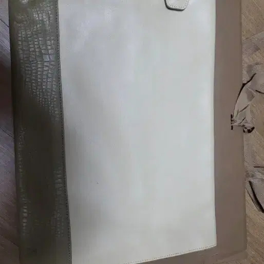 Ivory Leather Clutch Bag, Unique Color-Blocked Design, Very Good Condition