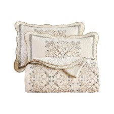 vctops Elegant Embroidered Quilt Set Farmhouse Patchwork Oversized ... Fast Ship