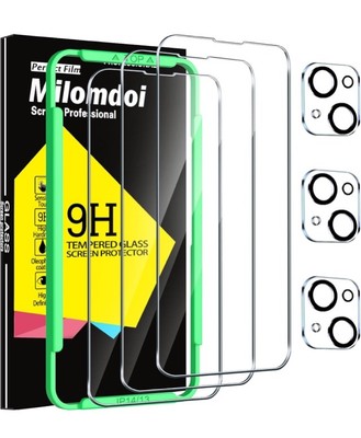 Milomdoi 3+3 Pack Tempered Glass Screen And Camera Protector iPhone 14 Pro Max