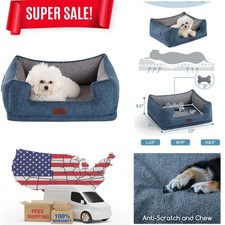 Dog Bed for Large Medium Small Dogs/Puppy, Rectangle Washable, Orthopedic, Soft