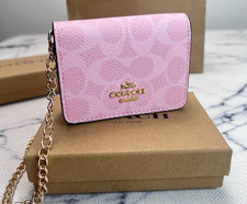NWT C6650 Mini Wallet on a Chain with In Signature Print Outlet SHIP FROM US