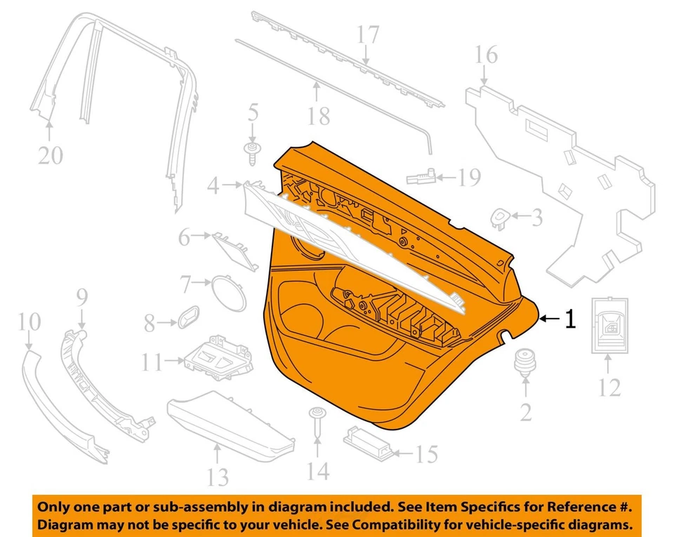 Conjunto de panel de puerta de cuero marrón tartufo trasero izquierdo BMW X4M F98 2020-2024 OEM Foto 3 de 4