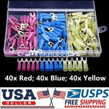 120PCS  22-10AWG  Insulated Heat Shrink Fork Terminals Crimp Wire Connectors