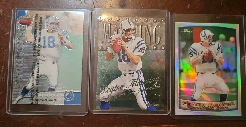 Peyton Manning 橄榄球卡 3 张 Topps Chrome、Topps、Metal Skybox — 第 2/4 张图片