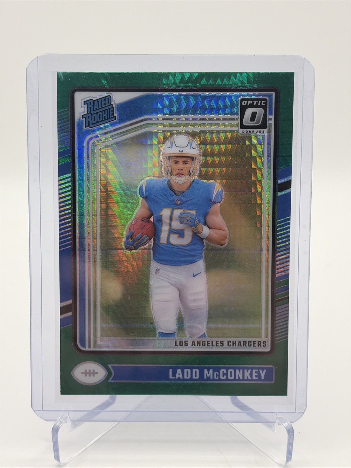 2024 Panini Donruss Optic - Rated Rookie Ladd McConkey #266 Green Hyper Prizm