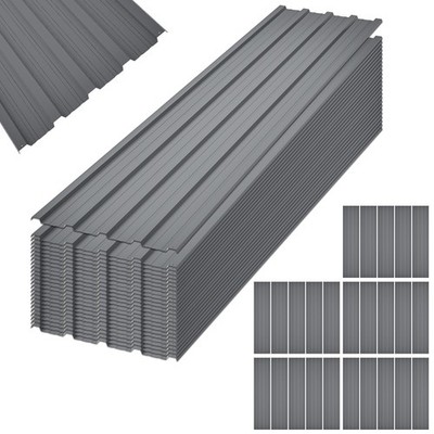 15 Pcs Galvanized Metal Roof Panels 16.77''x73.23'' Screws Included Shed Gray BK