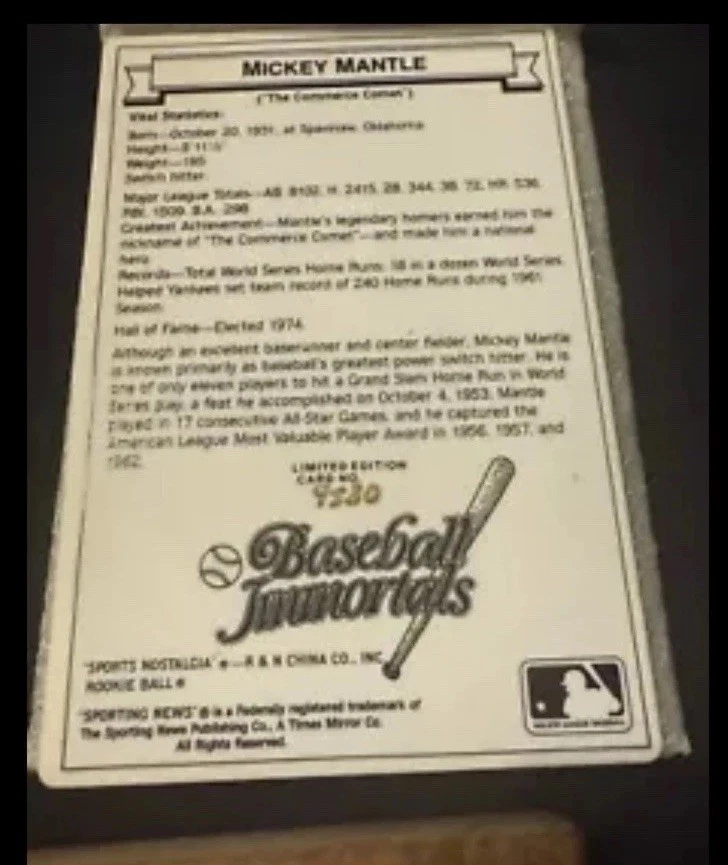 The Sporting News Collection Baseball Imortals Set Mickey Mantle AUTO Porcelain - Image 4 of 4