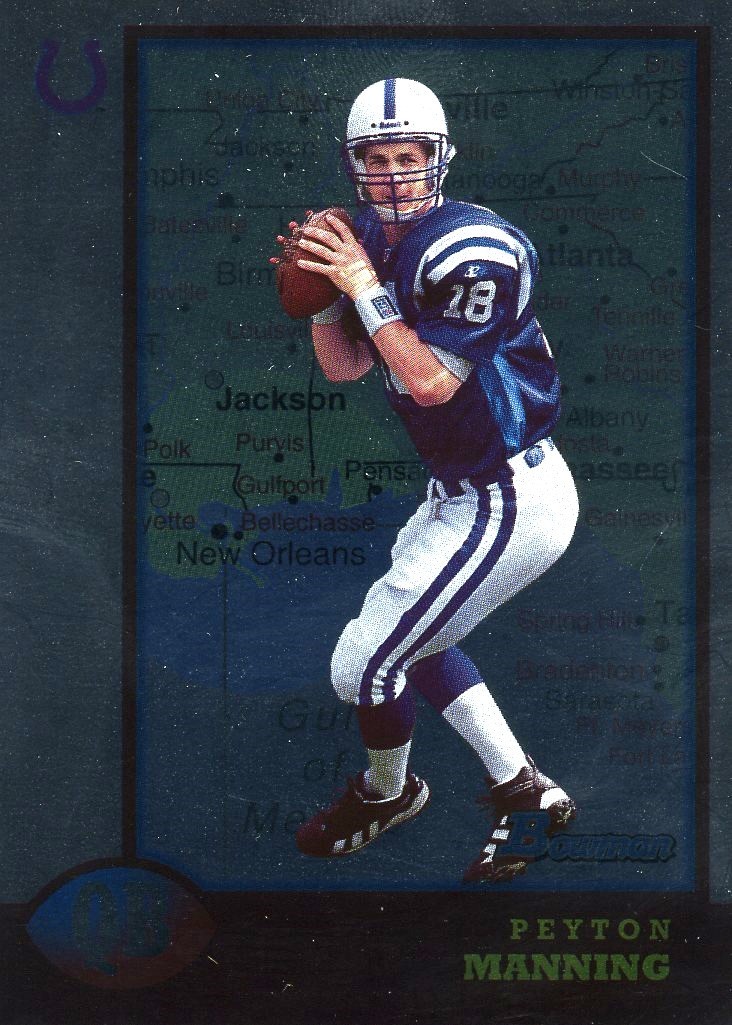 Peyton Manning 1998 Bowman Interstate RC  #1 Indianapolis Colts