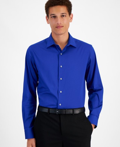 Alfani Dress Shirt Mens 15-15.5 34/35 Lazulite Slim-Fit Temperature Regulate - Picture 2 of 4