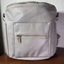 Fawn Design The Original Grey Baby Diaper Bag Vegan Leather Backpack