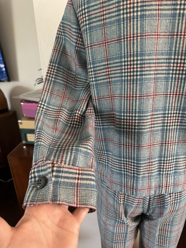 Vintage 1960s Young Pendleton Wool Blue Red Plaid Two Piece Suit Boys 11/12 - Picture 9 of 23