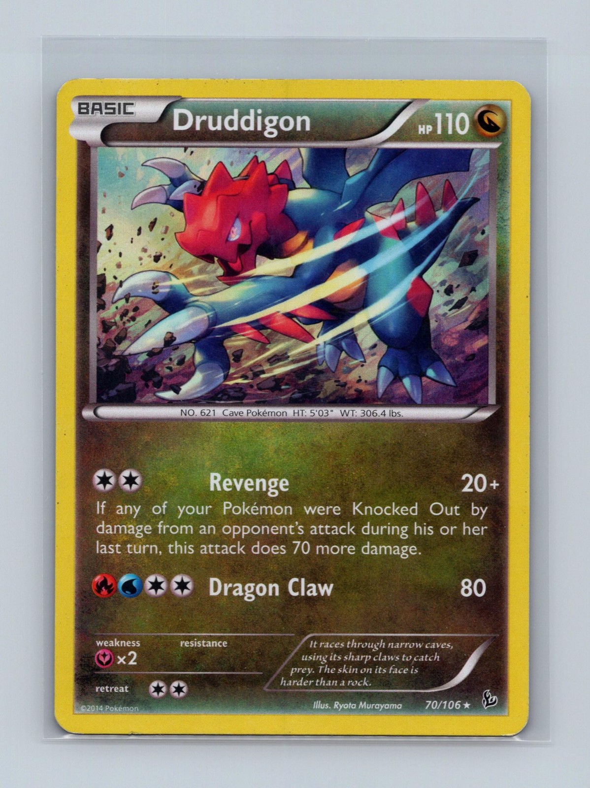 Druddigon 70/106 Holo Rare Flashfire Pokemon Holo Lightly Played