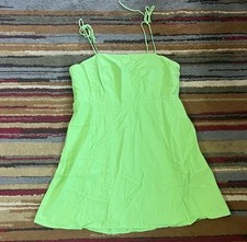 NWT Old Navy Dress Women Size XL Lime Green Short Sleeveless Pockets Linen Blend