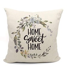 Mancheng-zi Home Sweet Home Pillow Covers 18x18,Farmhouse Throw Color-1