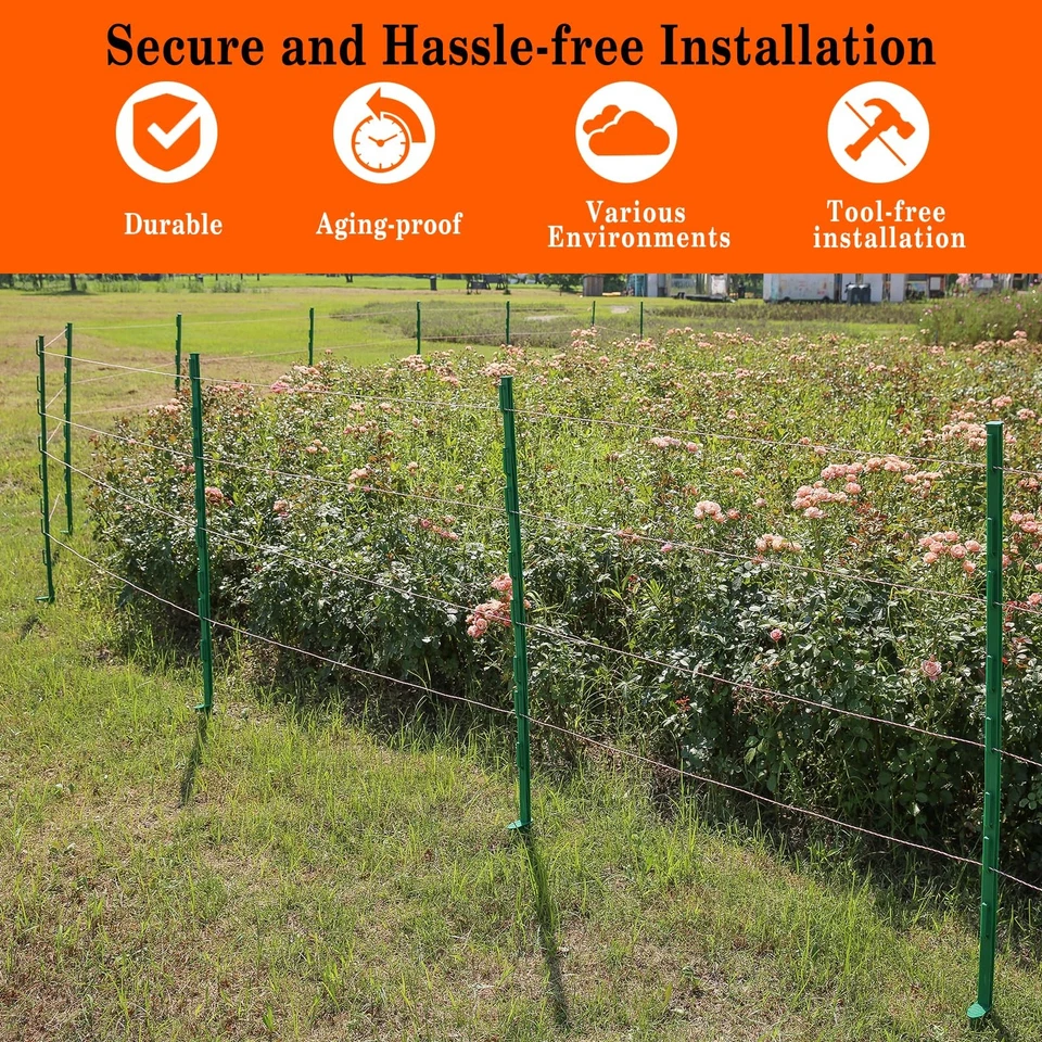 Paquete de 50 postes de valla eléctricos, postes de plástico de 48 pulgadas/4 pies para granja y g... Foto 2 de 4