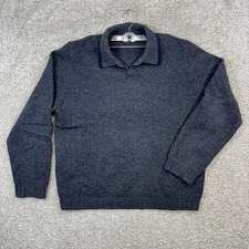 Brooks Brothers 346 Mens XL Gray Lambswool Cashmere Knit Polo Sweater Charcoal
