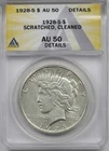1928-S $1 ANACS AU 50 Details Peace Silver Dollar