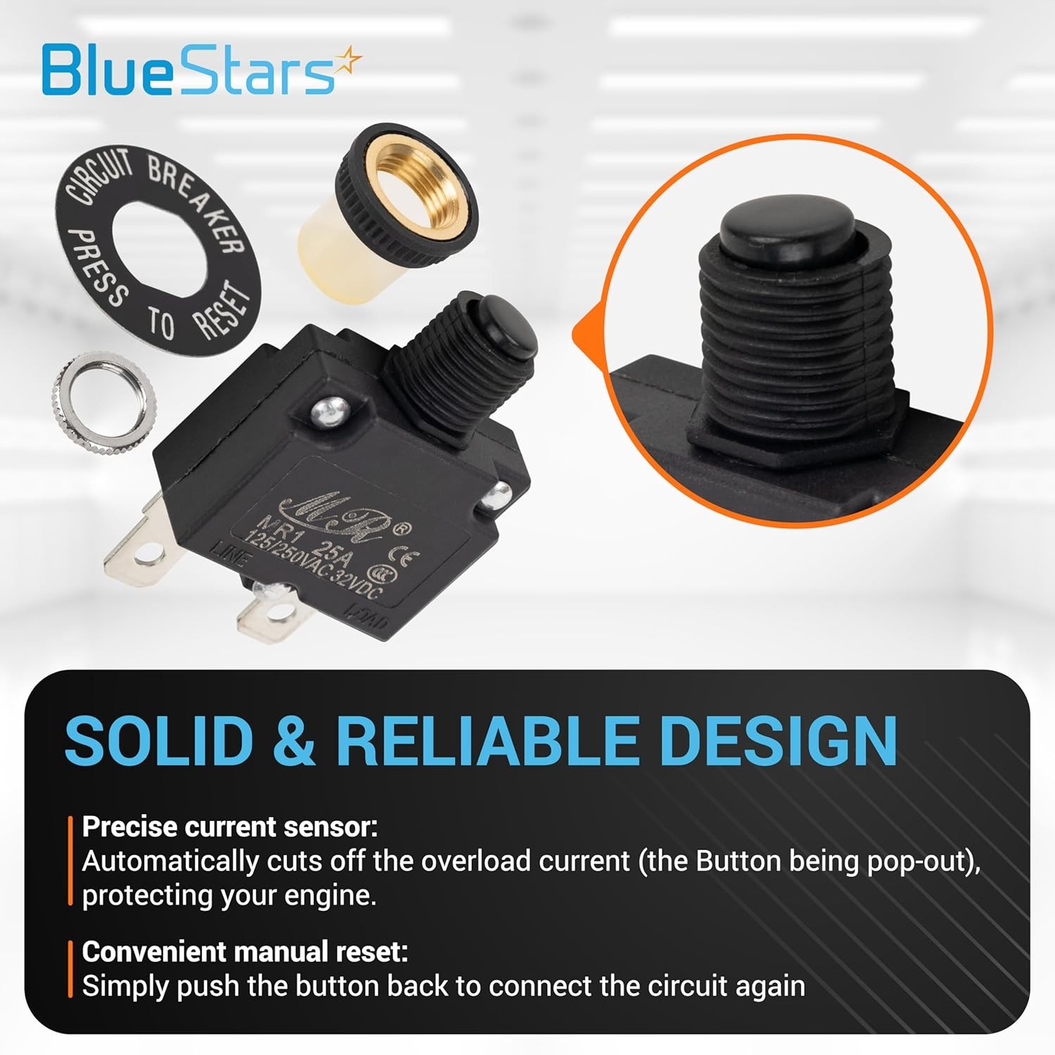 BlueStars 2 Packs 25Amp Thermal Circuit Breaker 125/250V AC 32V DC -... 