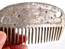 RARE US Navy Horse Tail Grooming Comb Circa 1940s Aluminum Stamped Anchor